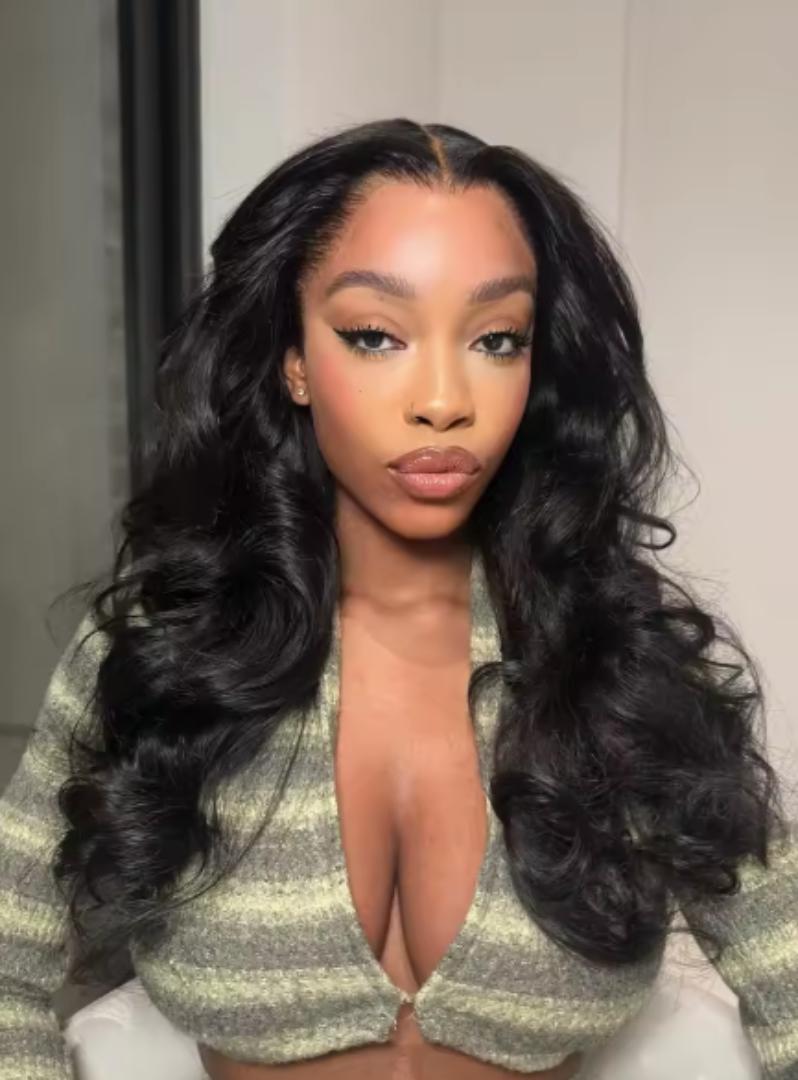 22 Inch Body Wave Lace Front Wigs  semi Human Hair 180 Density 13x4*2  Lace Frontal Wigs Pre Plucked Glueless  Wig with Baby Hair Body Wave wigs for Women Natural Black