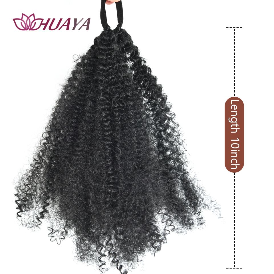 Ponytail Extension Wrap Around Pony Tail with Hair Tie 18 inch Synthetic Afro Kinky Curly  Ponytail Hair Piece for woman