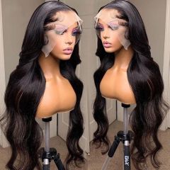 24 Inch Body Wave Lace Front Wigs  Human Hair blend Pre Plucked 13x4x2 Lace Frontal Wigs semi Human Hair blend 180 Density Glueless Body Wave wig with Baby Hair
