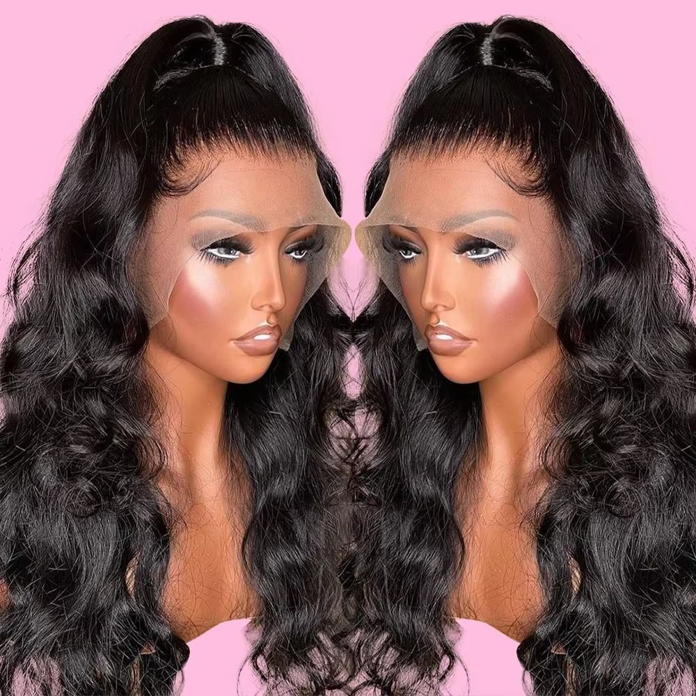24 Inch Body Wave Lace Front Wigs  Human Hair blend Pre Plucked 13x4x2 Lace Frontal Wigs semi Human Hair blend 180 Density Glueless Body Wave wig with Baby Hair