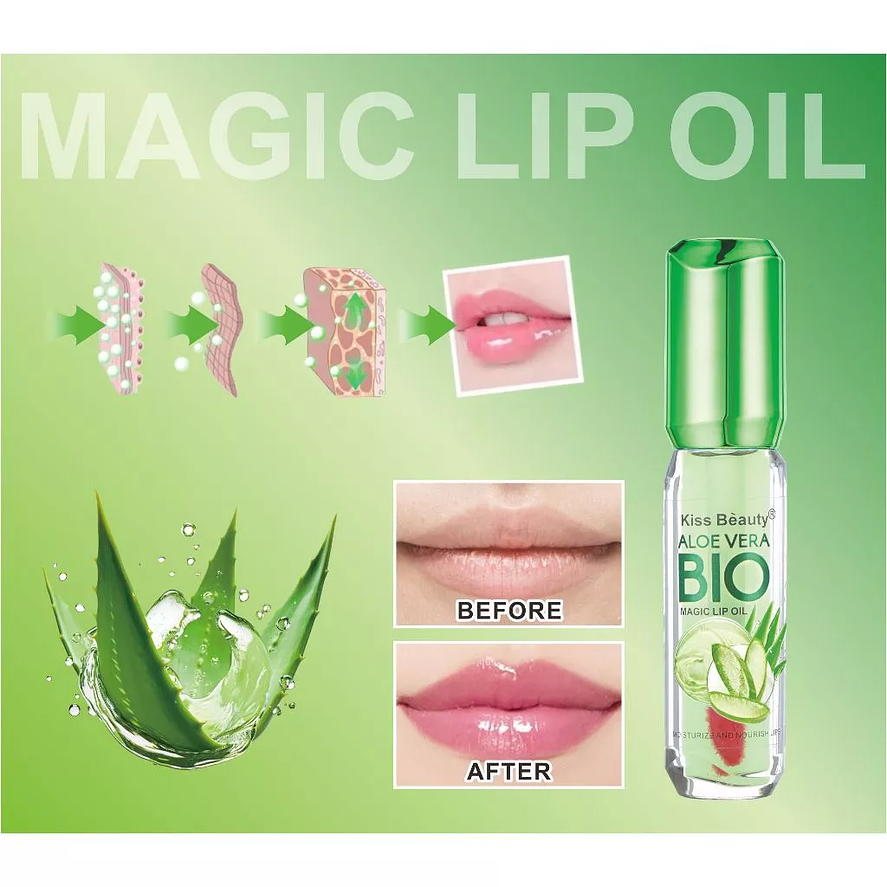 Kiss Beauty Aloe Vera 5ml Magic Lip Oil Moisturizing Shine Shimmer Plumping Tint Care Gloss Make up