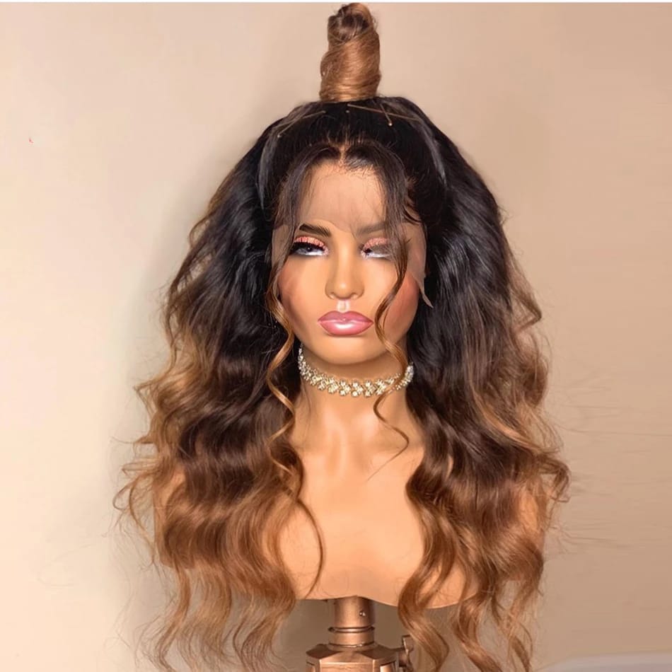 13by4, 5by5  Wig semi Human blend Body Wave Lace Front Wigs Pre Plucked 180 Density,  Glueless Lace Frontal Wigs with Baby hair for Women 24 Inch 2/27