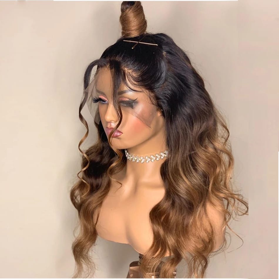 13by4, 5by5  Wig semi Human blend Body Wave Lace Front Wigs Pre Plucked 180 Density,  Glueless Lace Frontal Wigs with Baby hair for Women 24 Inch 2/27