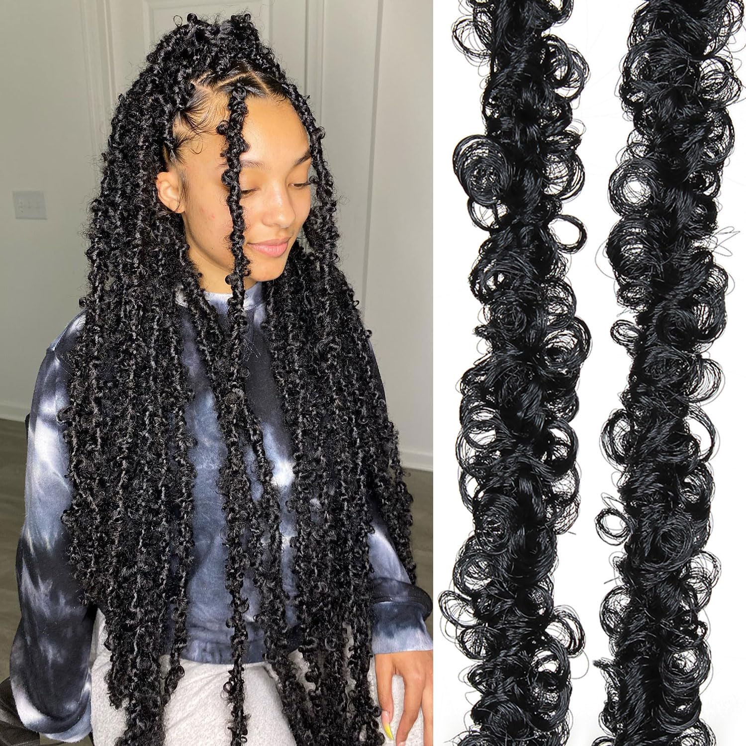 Butterfly Locs Crochet Braids Hair Extensions 30 Inch Long Distressed Faux Locs Black Goddess Locs Crochet Hair Pre-looped Synthetic Soft Locs For Women