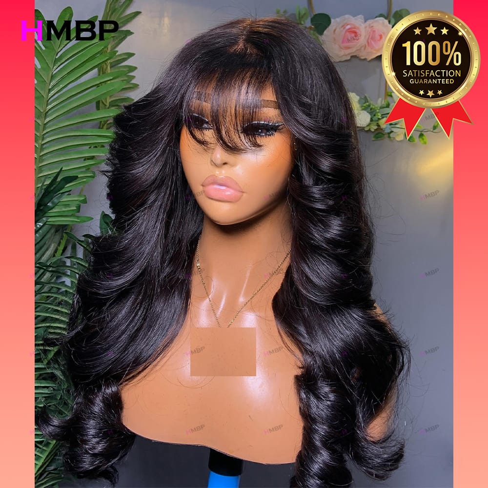 frontal 13x 4 , glueless bodywave human hair blend, semi human wigs for black women