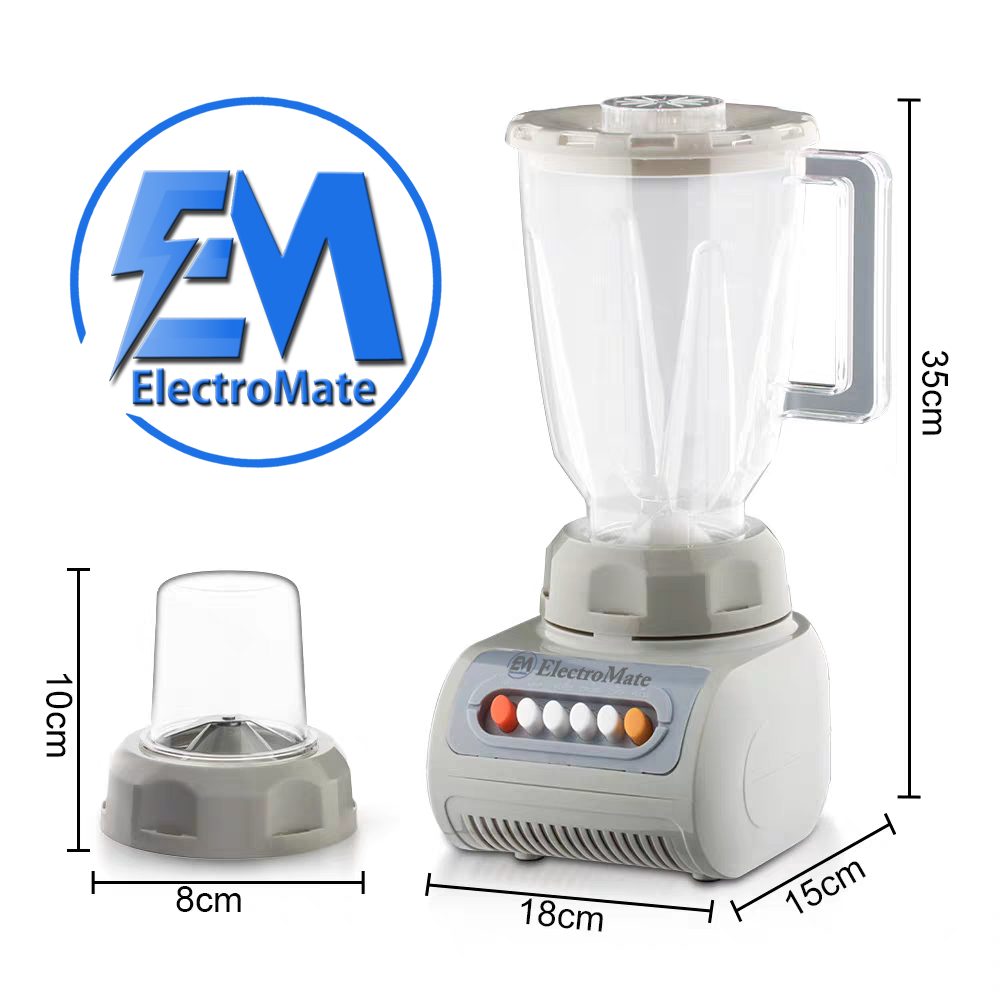 Blender 2-in-1 ElectroMate 1.5L Blender Classic Juicer & Grinder with Multifunctional Jug, Bottle, and Garlic Processor