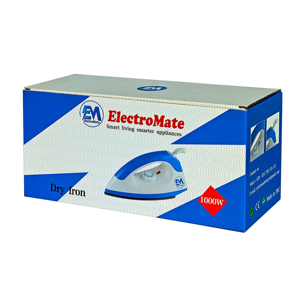 ElectroMate Dry Iron Box 1000W with 5-Gear Temperature Control – Lightweight, Non-Stick Soleplate for Fast & Efficient Ironing