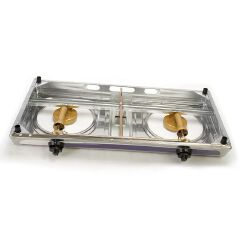 ElectroMate 2 Burner Stainless Steel Gas Cooker – Durable Tabletop LPG Stove with Brass Burners & Flame Control – Compact Cooking Appliance for Home Use