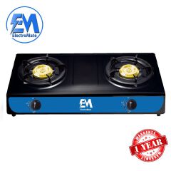 ElectroMate 2 Burner Stainless Steel Gas Cooker – Durable Tabletop LPG Stove with Brass Burners & Flame Control – Compact Cooking Appliance for Home Use