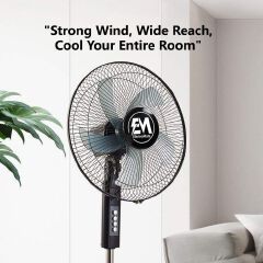 EM 16 Inch Stand Fan -5 Blades 3 Speed Powerful motor Fan Electric Floor Fan Cooling Fan Cooler Floor Fan  ElectroMate
