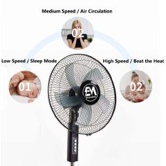 EM 16 Inch Stand Fan -5 Blades 3 Speed Powerful motor Fan Electric Floor Fan Cooling Fan Cooler Floor Fan  ElectroMate