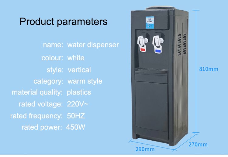 Water Dispenser with Hot and Cold Water – Standing Design with Storage Cabinet, Perfect for Home or Office Use Black water dispenser