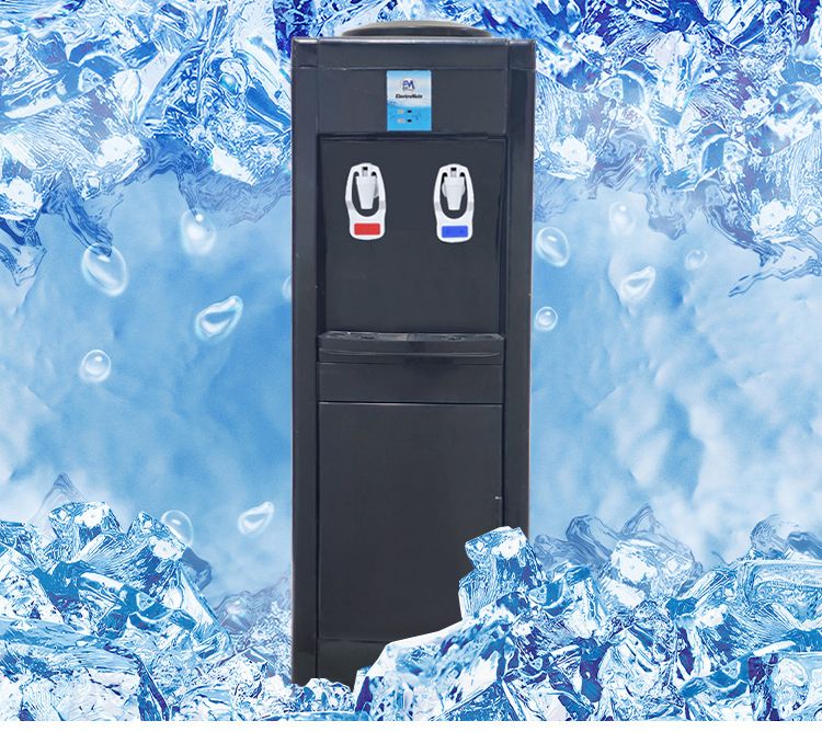 Water Dispenser with Hot and Cold Water – Standing Design with Storage Cabinet, Perfect for Home or Office Use Black water dispenser