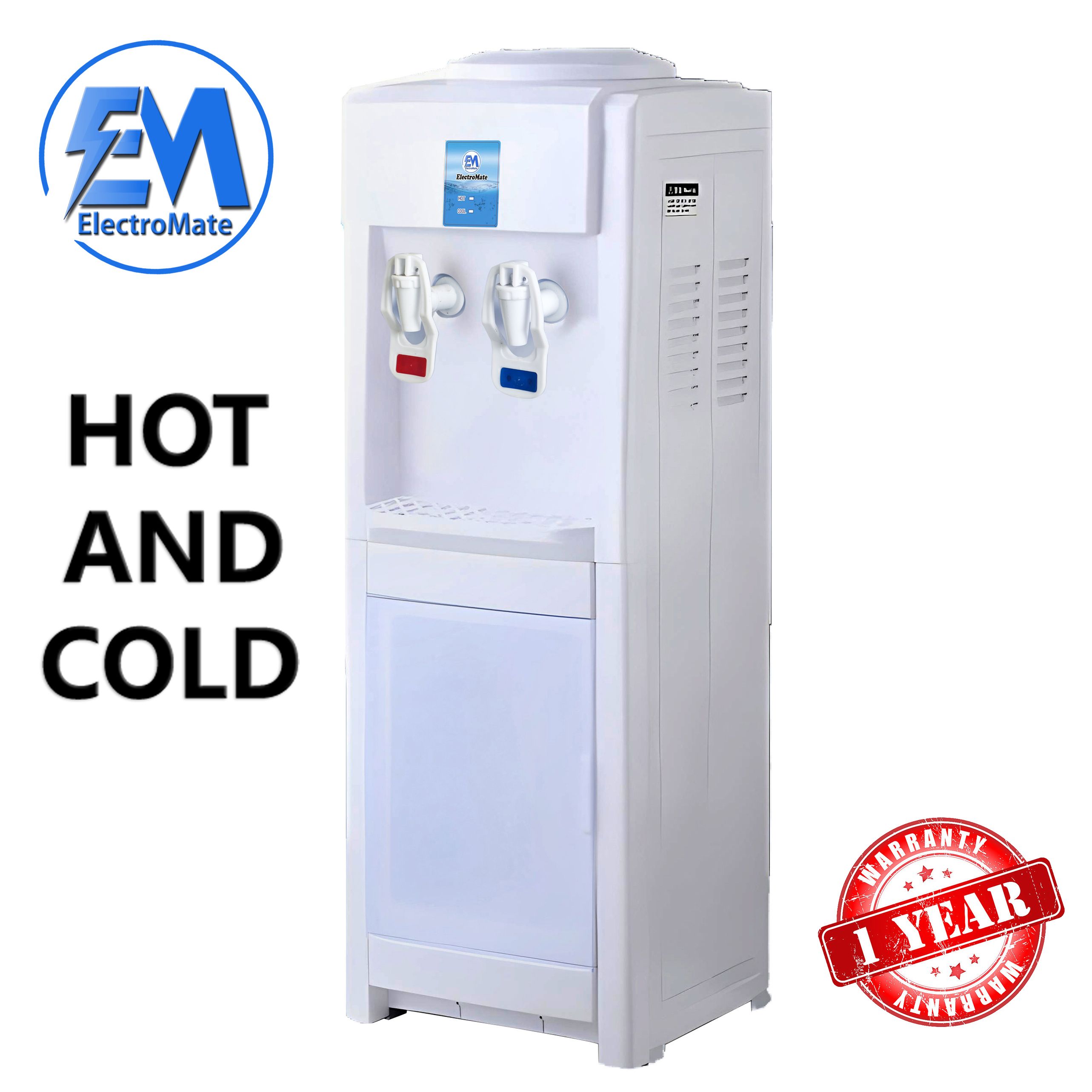 ElectroMate Water Dispenser with Hot and Cold Water – Standing Design with Storage Cabinet, Perfect for Home or Office Use