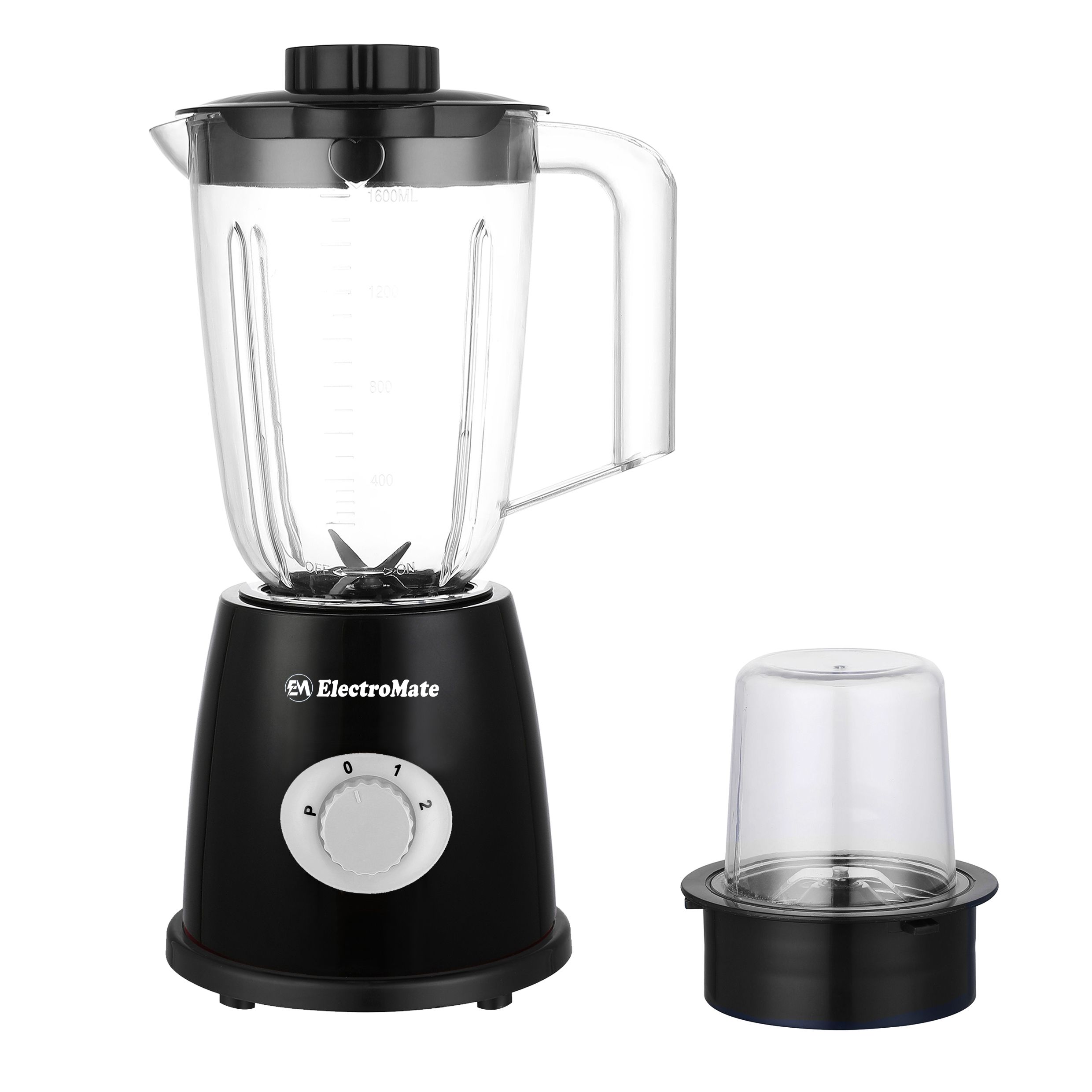 EM Blender 2-in-1 ElectroMate 1.6L Blender Classic Juicer & Grinder with Multifunctional Jug, Bottle, and Garlic Processor