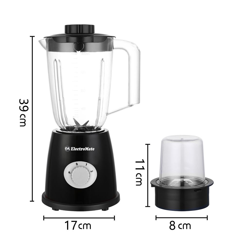 EM Blender 2-in-1 ElectroMate 1.6L Blender Classic Juicer & Grinder with Multifunctional Jug, Bottle, and Garlic Processor