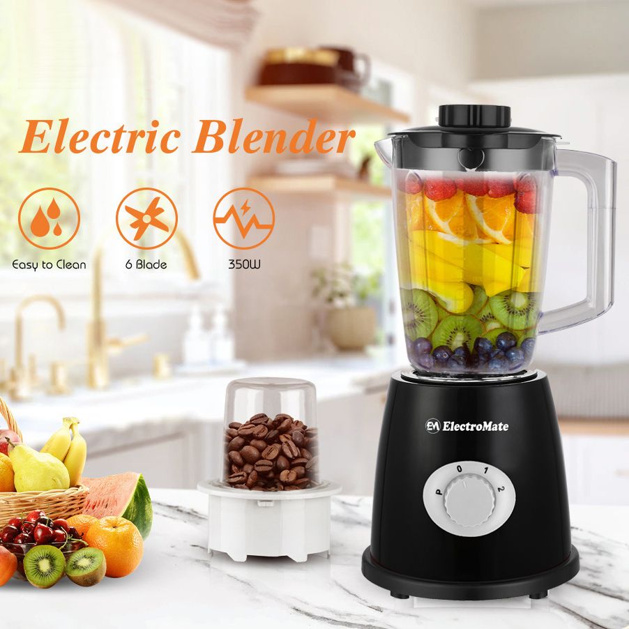 EM Blender 2-in-1 ElectroMate 1.6L Blender Classic Juicer & Grinder with Multifunctional Jug, Bottle, and Garlic Processor
