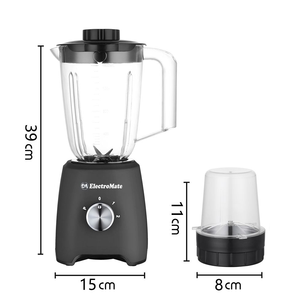 EM Blender 2-in-1 ElectroMate 1.6L Blender Classic Juicer & Grinder with Multifunctional Jug, Bottle, and Garlic Processor ElectroMate