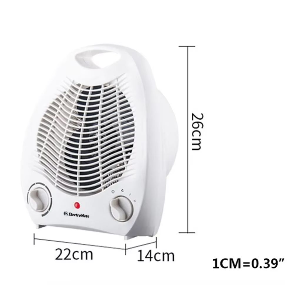 EM Electric Fan Heater Portable Electric Room Heater or Warmer Fan Keep your Room Warm with Automatic Temperature Control ElectroMate
