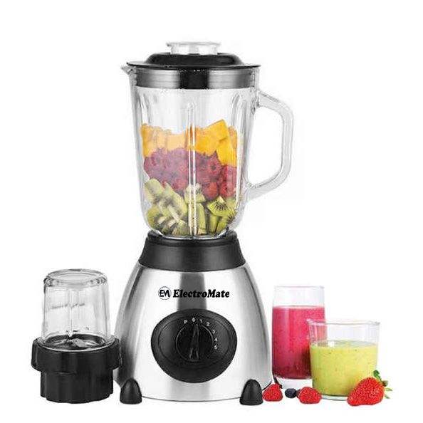 EM 1.5L Multifunctional 2 In 1 Blender VB-Y66 Powerful 4 Speed Motor Countertop Blender with Grinding Machine and Coffee Mill Fruit Juicer with 5 Cupjar and Super Sharp Stainless Steel Blades BD06