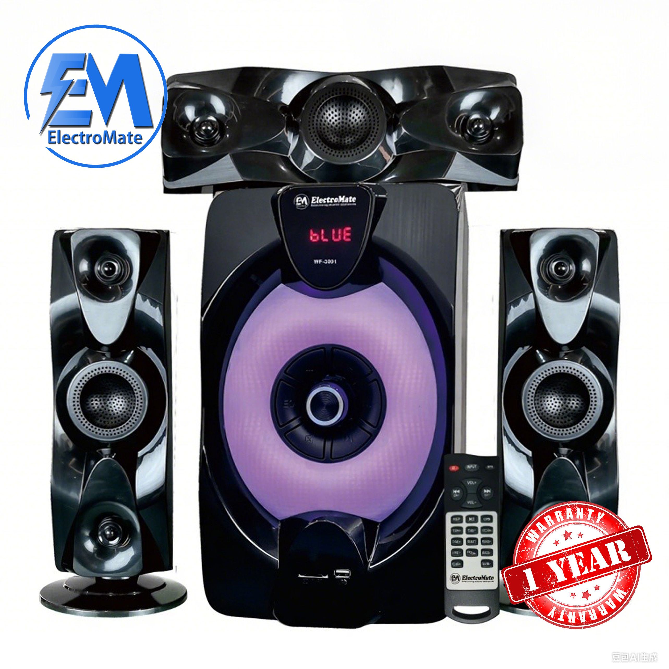 EM 3.1CH Speaker System woofer Subwoofer Multimedia 18000W PMPO Black 40W+10W×3 WF-3001
