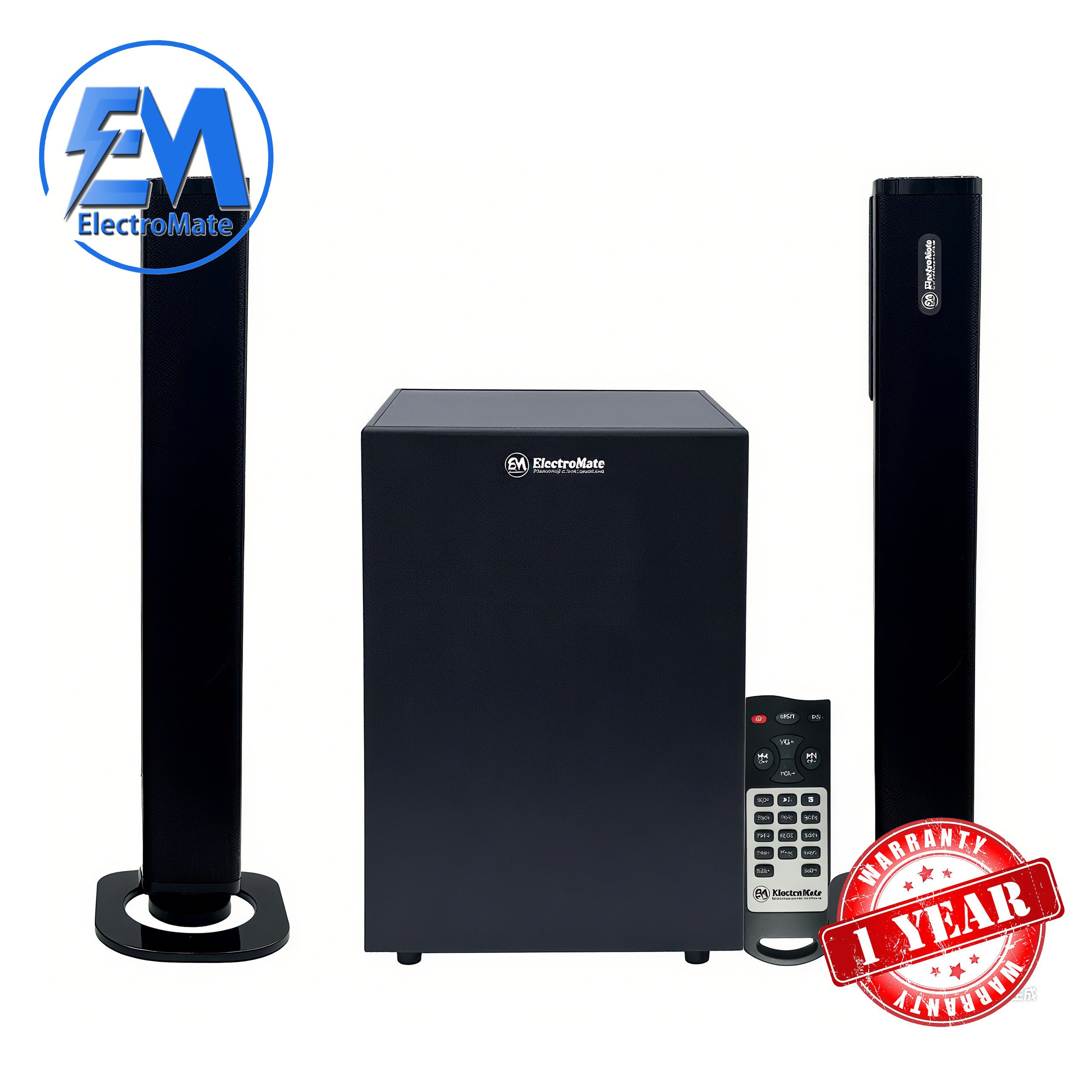 EM 2.1CH Multimedia Bluetooth Woofer Speaker System Subwoofer Soundbar BT/USB/SD/FM Subwoofer Home Audilo System Soundbar with Remote Control S1 Speaker bass WF-2001