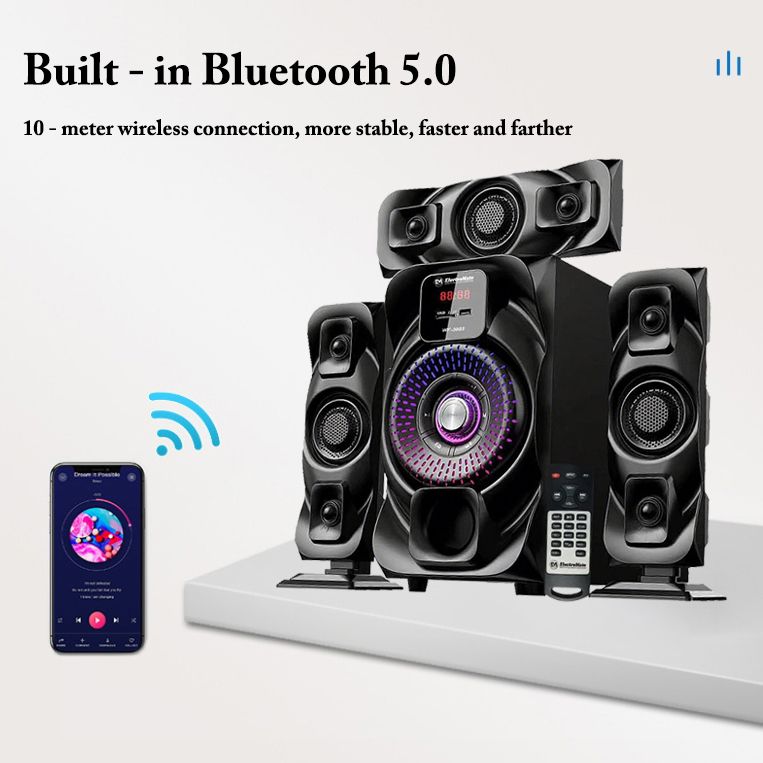 EM 3.1CH Speaker System woofer Subwoofer Multimedia 18000W PMPO Black 40W+10W×3 WF-3003