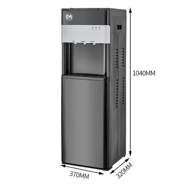 EM Bottom load Water Dispenser with Hot and Cold and Normal Water – Standing Design with Storage Cabinet, Perfect for Home or Office Use Black water dispenser  ElectroMate