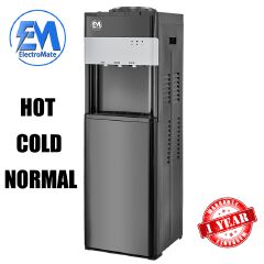EM Top load Water Dispenser with Hot and Cold and Normal Water – Standing Design with Storage Cabinet, Perfect for Home or Office Use Black water dispenser  ElectroMate WD06