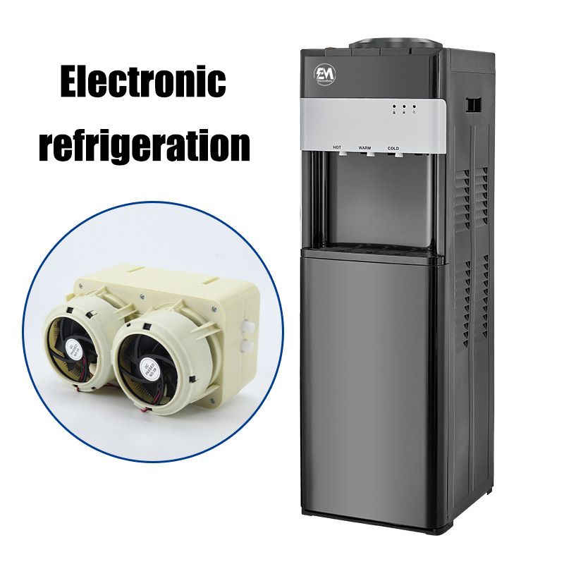 EM Top load Water Dispenser with Hot and Cold and Normal Water – Standing Design with Storage Cabinet, Perfect for Home or Office Use Black water dispenser  ElectroMate