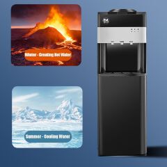 EM Top load Water Dispenser with Hot and Cold and Normal Water – Standing Design with Storage Cabinet, Perfect for Home or Office Use Black water dispenser  ElectroMate WD06