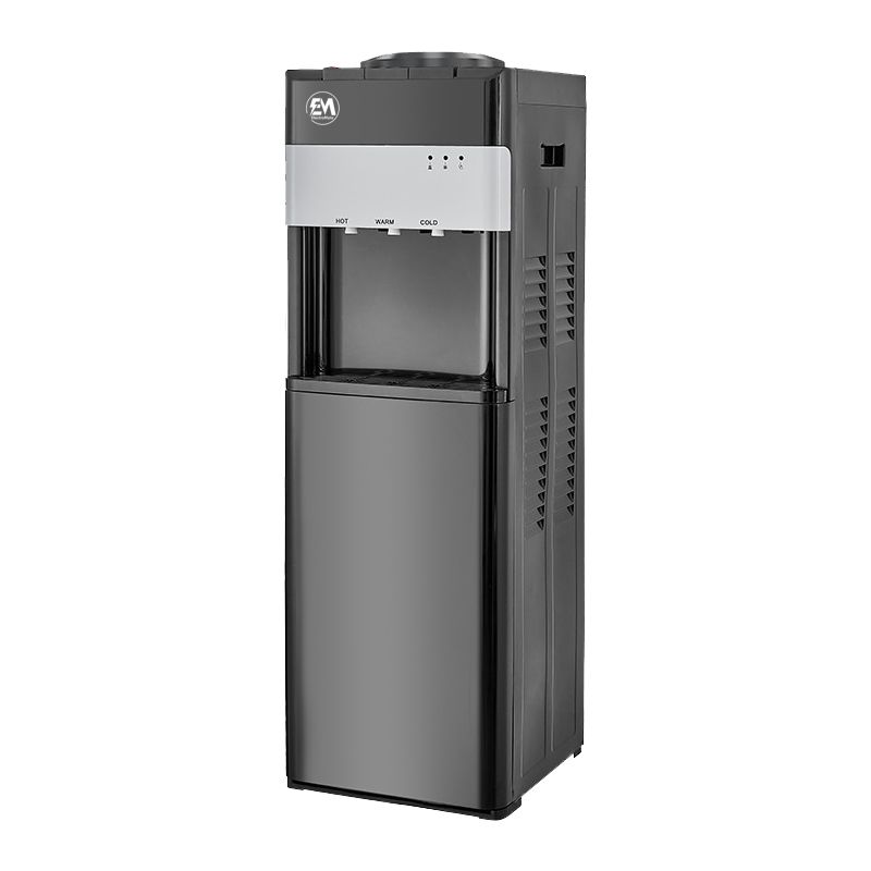 EM Top load Water Dispenser with Hot and Cold and Normal Water – Standing Design with Storage Cabinet, Perfect for Home or Office Use Black water dispenser  ElectroMate
