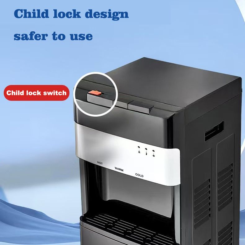 EM Bottom load Water Dispenser with Hot and Cold and Normal Water – Standing Design with Storage Cabinet, Perfect for Home or Office Use Black water dispenser  ElectroMate