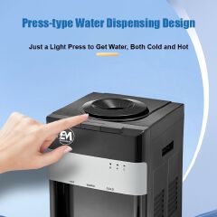 EM Top load Water Dispenser with Hot and Cold and Normal Water – Standing Design with Storage Cabinet, Perfect for Home or Office Use Black water dispenser  ElectroMate WD06