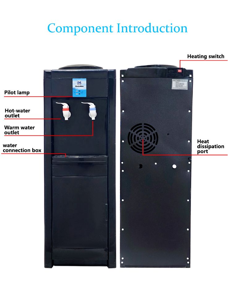 EM Water Dispenser with Hot and Normal Water – Standing Design with Storage Cabinet, Perfect for Home or Office Use  ElectroMate