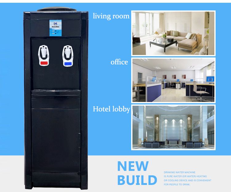 EM Water Dispenser with Hot and Cold Water – Standing Design with Storage Cabinet, Perfect for Home or Office Use Black water dispenser  ElectroMate