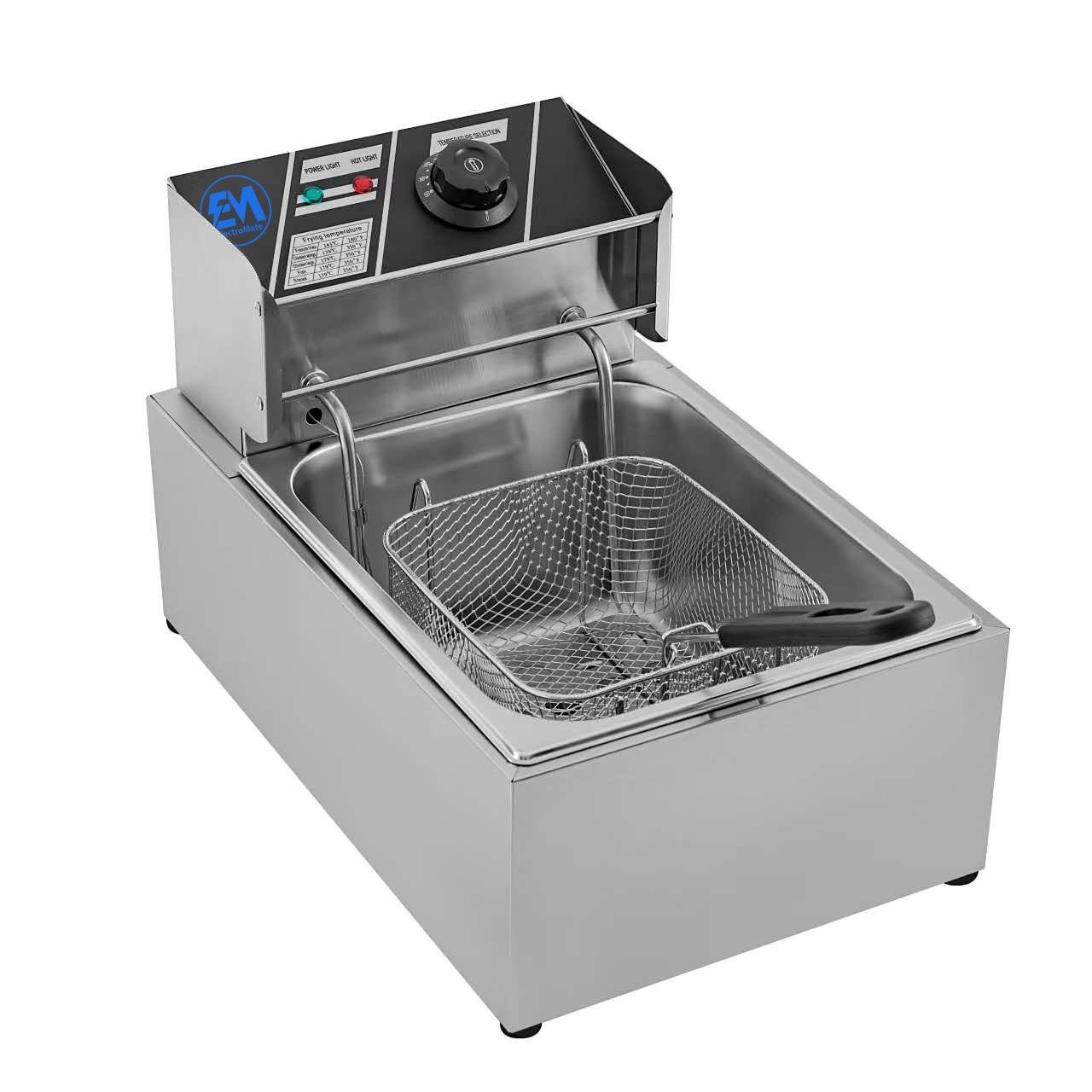 EM 6L / 12L Single Commercial Electric Deep Fryer Stainless Steel Cookware Silver ElectroMate EF01