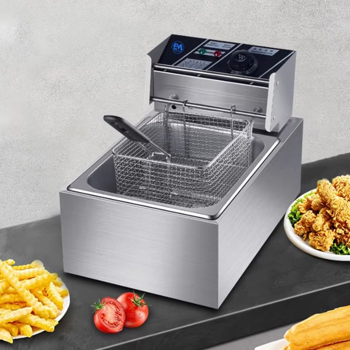 EM 6L / 12L Single Commercial Electric Deep Fryer Stainless Steel Cookware Silver ElectroMate EF01