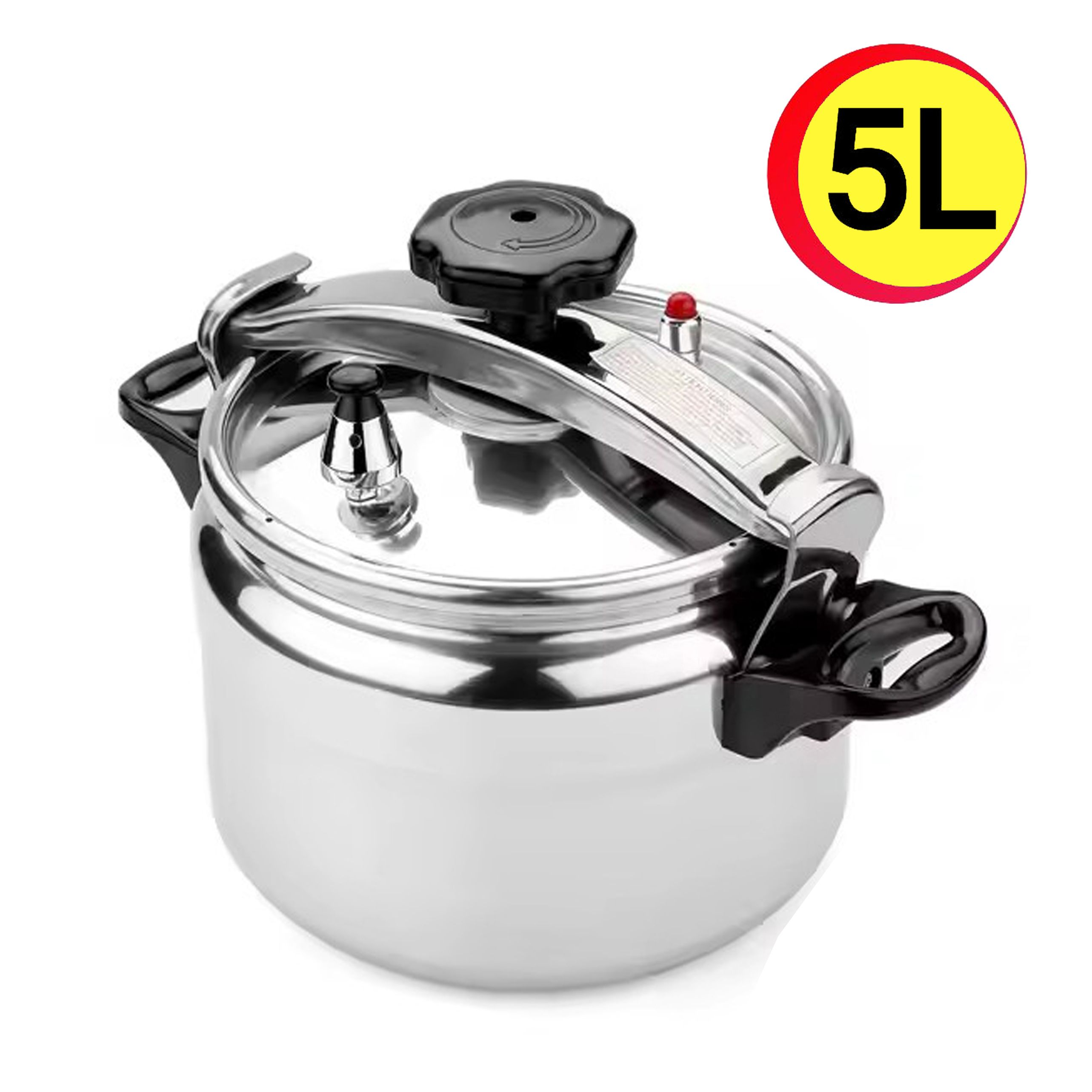 EM 5L Thickened Aluminum Pressure Cooker ,Large Capacity Pressure Cooker for Gas Stove , Explosion Proof Pressure Canner with Easy Lock Lid, Fast Cooking Cookware ElectroMate