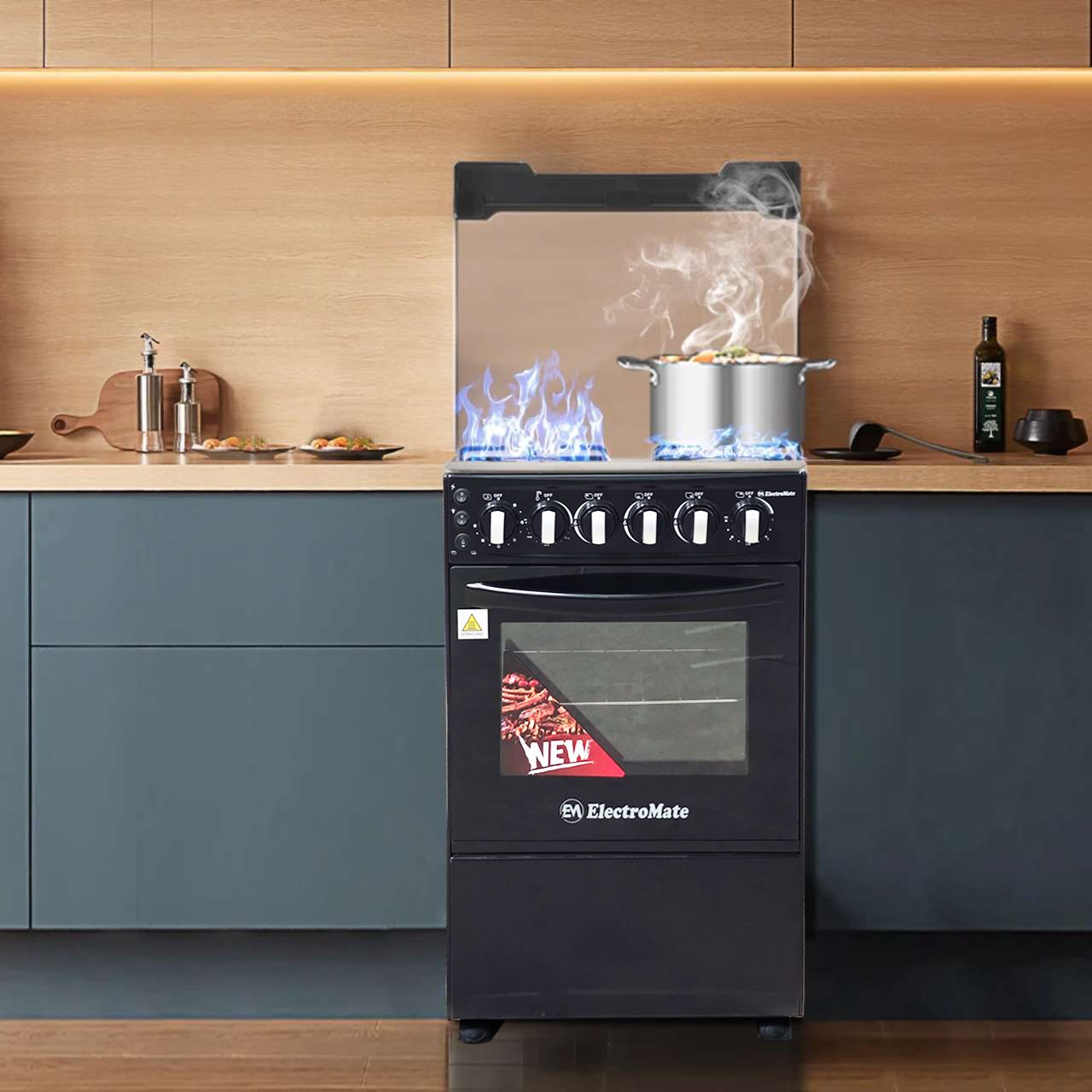 EM 3 Gas + 1 Electric 4 Burners Free Standing Gas Cooker Cooking Range with 50L Oven Automatic lgnition 50X55CM