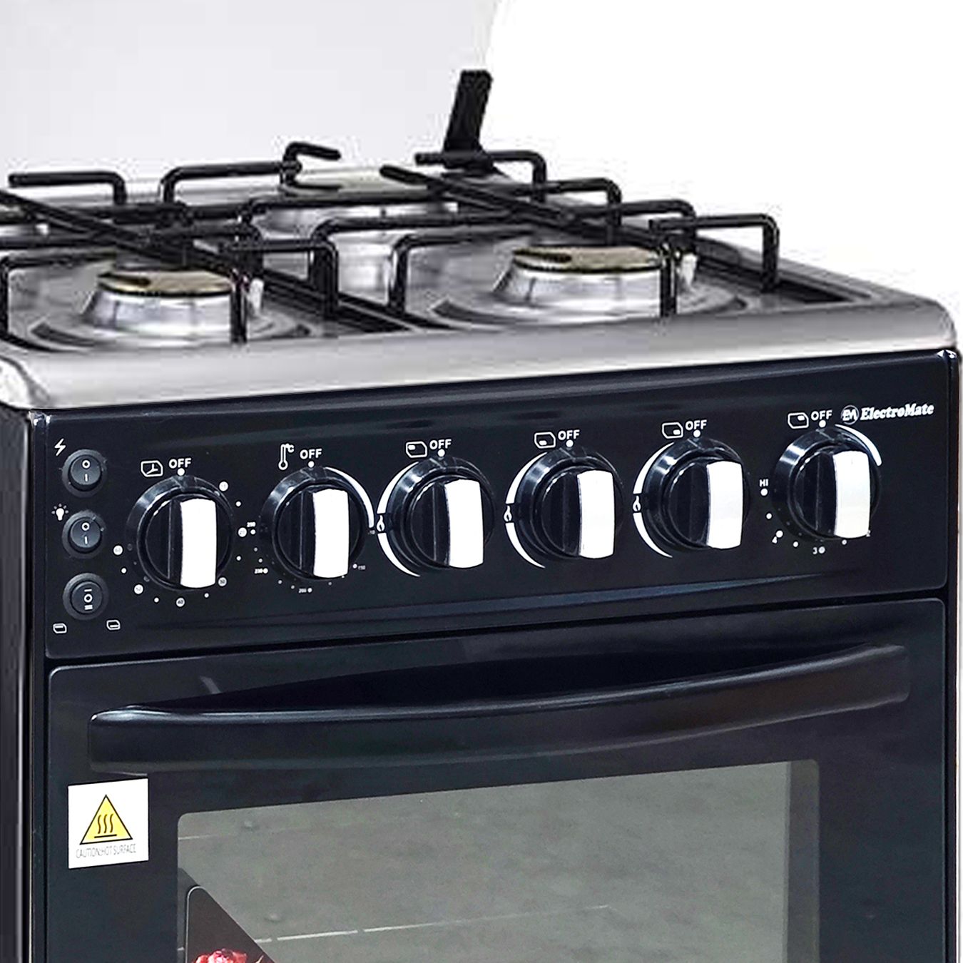 EM 3 Gas + 1 Electric 4 Burners Free Standing Gas Cooker Cooking Range with 50L Oven Automatic lgnition 50X55CM