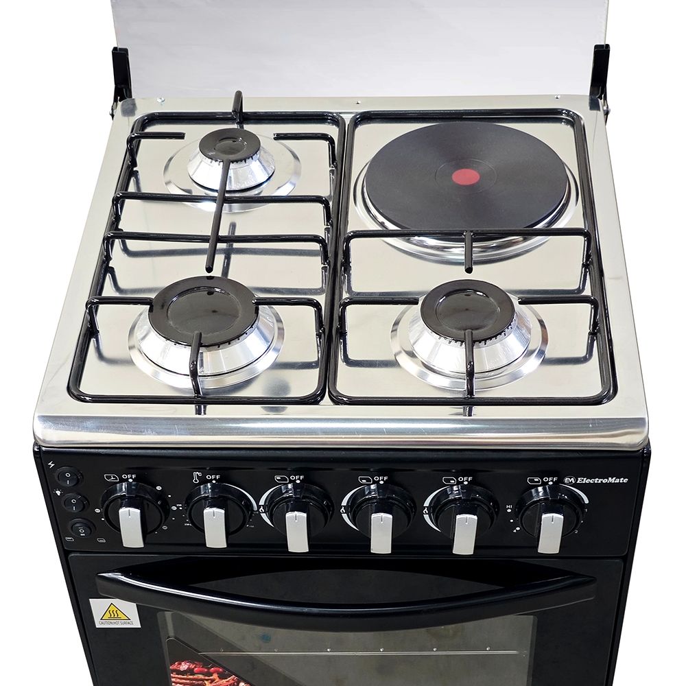 EM 3 Gas + 1 Electric 4 Burners Free Standing Gas Cooker Cooking Range with 50L Oven Automatic lgnition 50X55CM