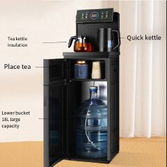 EM Bottom load Water Dispenser with Hot and Cold and Normal Water + Coffee Maker – Standing Design with Storage Cabinet, Perfect for Home or Office Use Black water dispenser  ElectroMate WD08