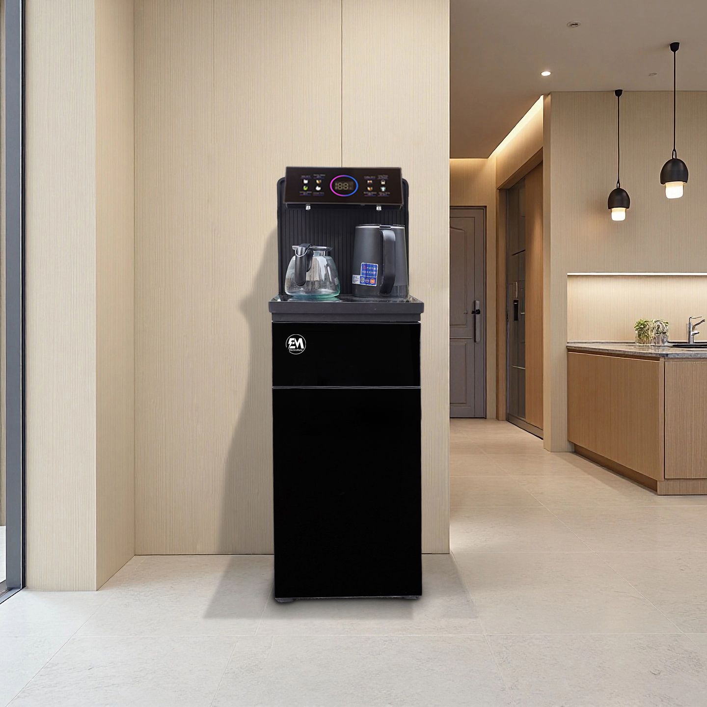 EM Bottom load Water Dispenser with Hot and Cold and Normal Water – Standing Design with Storage Cabinet, Perfect for Home or Office Use Black water dispenser  ElectroMate WD08