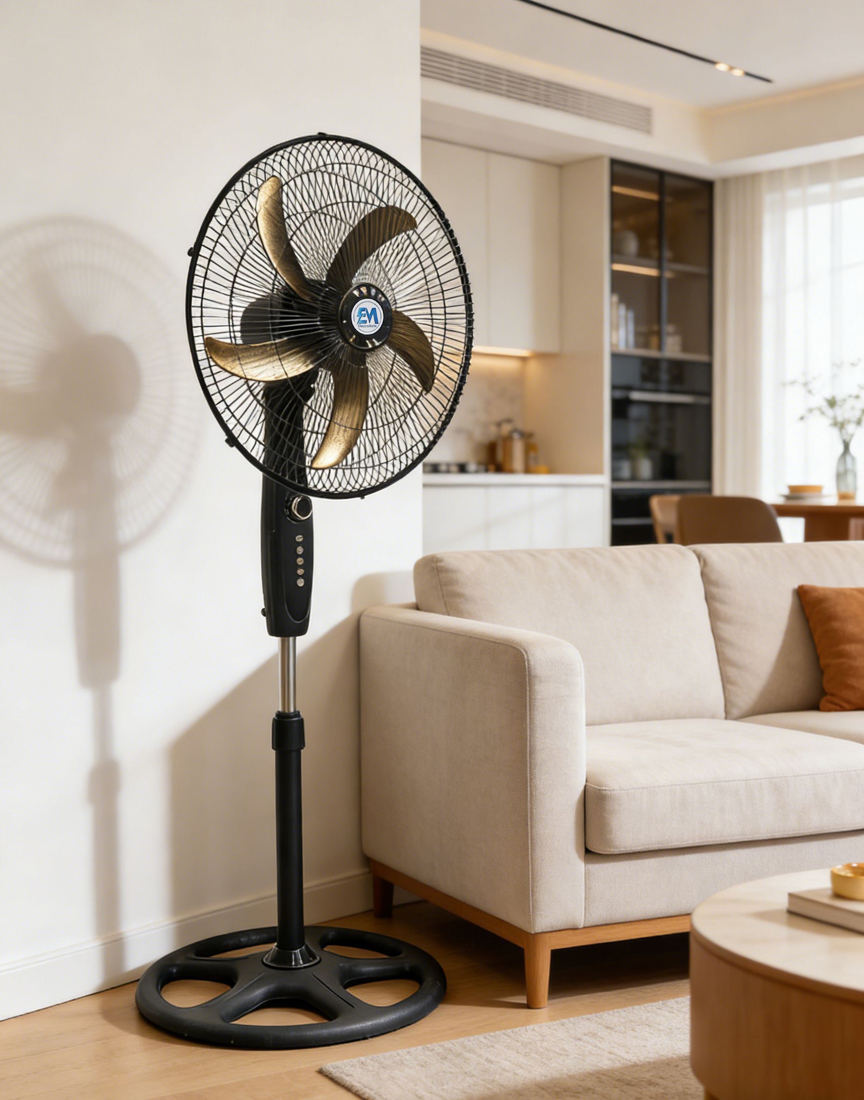 EM 18 Inch Stand Fan -5 Blades 3 Speed Powerful motor Fan Electric Floor Fan Cooling Fan Cooler Floor Fan  ElectroMate