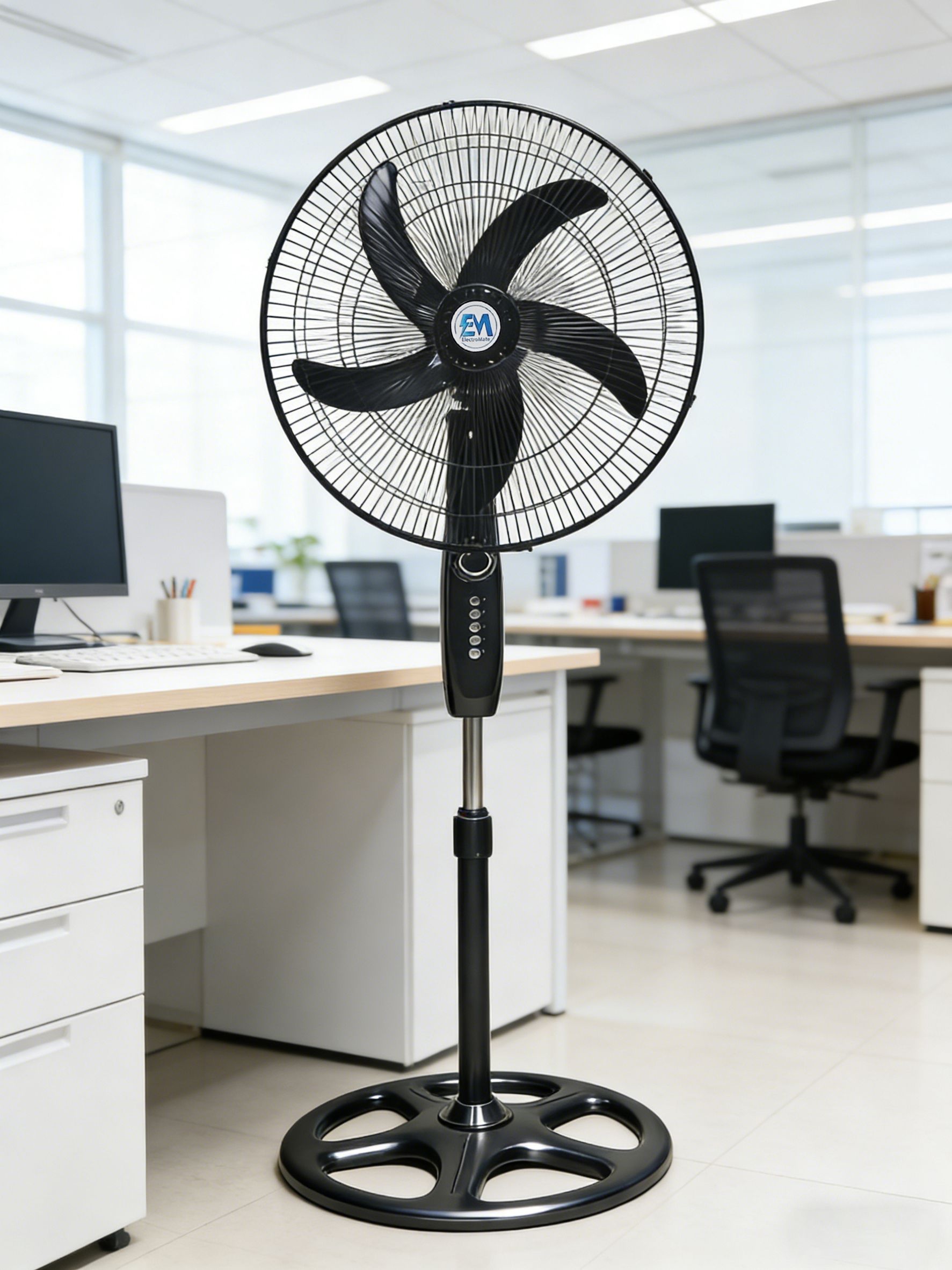 EM 18 Inch Stand Fan -5 Blades 3 Speed Powerful motor Fan Electric Floor Fan Cooling Fan Cooler Floor Fan  ElectroMate