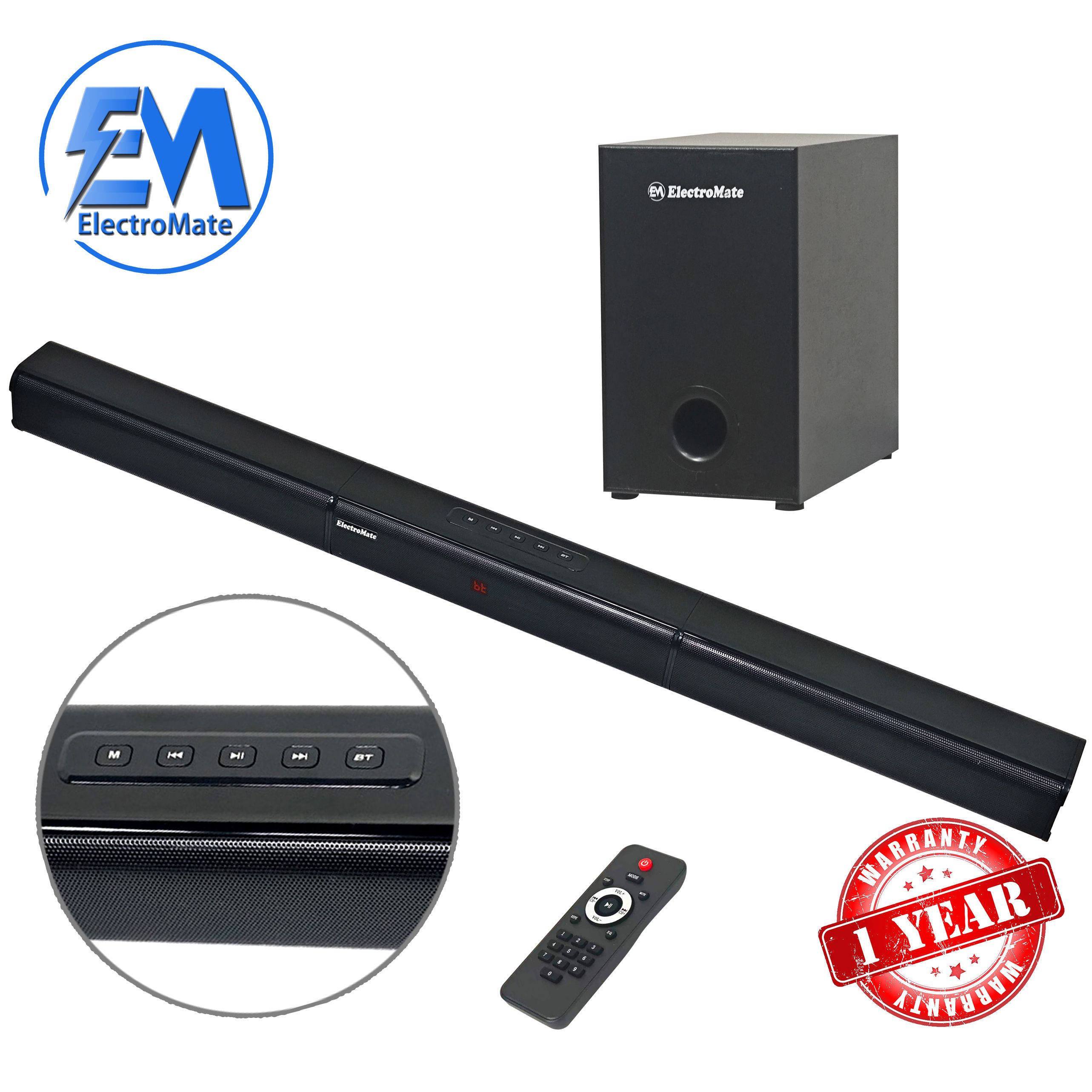 EM 2.1CH Multimedia Bluetooth Woofer Speaker System Subwoofer Soundbar BT/USB Subwoofer Home Audilo System Soundbar with Remote Control S1 Speaker bass SB01