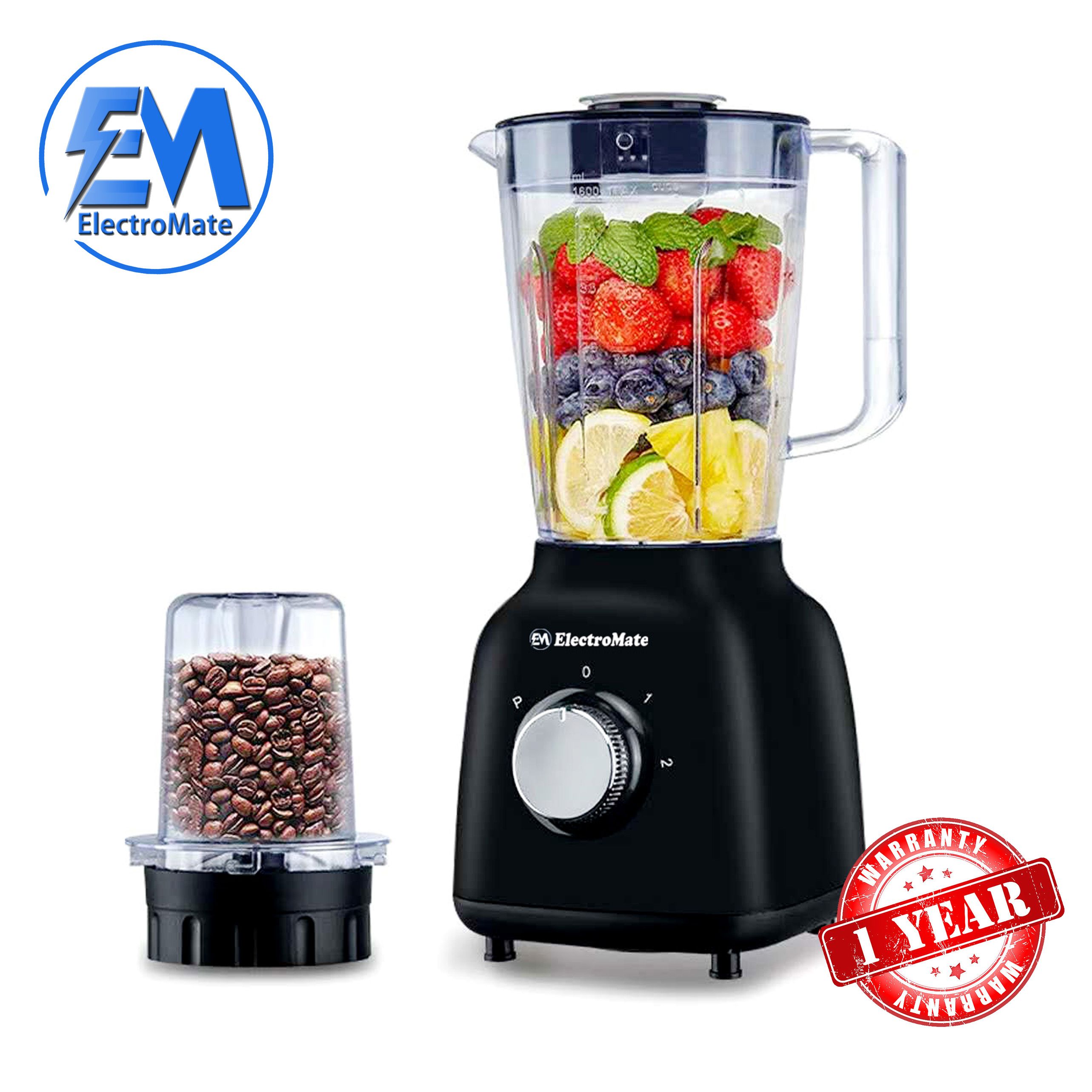 EM Blender 2-in-1 ElectroMate 1.5L Blender Classic Juicer & Grinder with Multifunctional Jug, Bottle, and Garlic Processor ElectroMate BD08