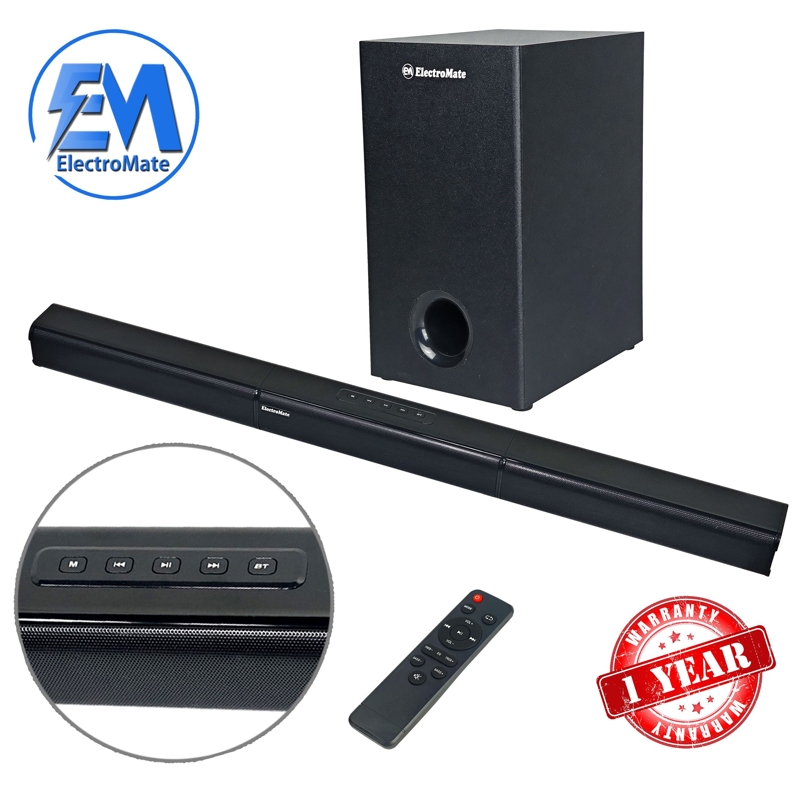EM 2.1CH Multimedia Bluetooth Woofer Speaker System Subwoofer Soundbar BT/USB Subwoofer Home Audilo System Soundbar with Remote Control S1 Speaker bass SB02