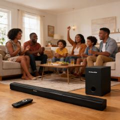 EM 2.1CH Multimedia Bluetooth Woofer Speaker System Subwoofer Soundbar BT/USB Subwoofer Home Audilo System Soundbar with Remote Control S1 Speaker bass SB01